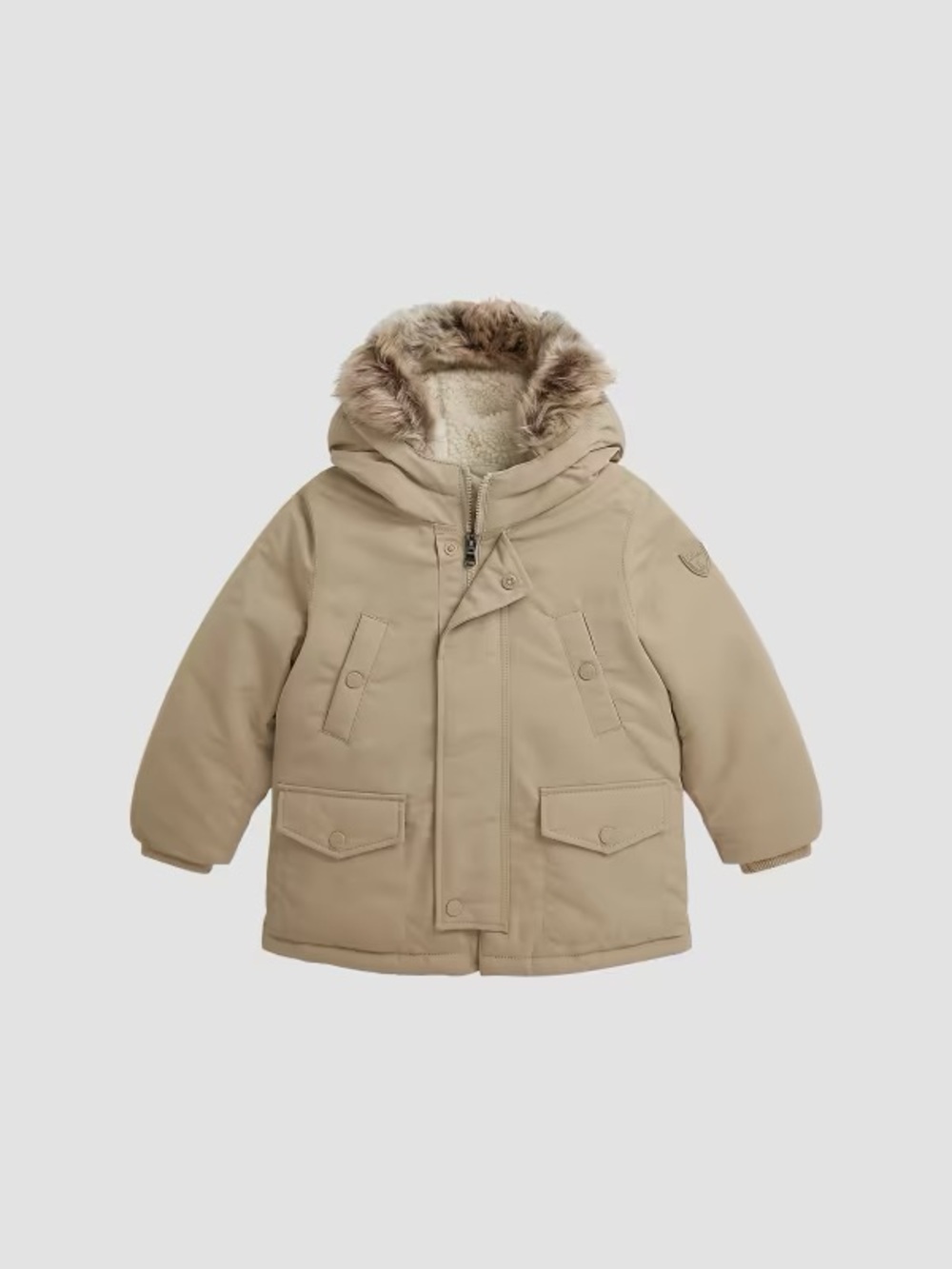 Polo Ralph Lauren Boys Artificial-fur-Trim Down Parka - Khaki SIZE:L MSRP $265
